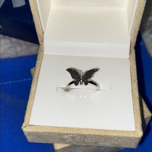 Green Diamond (IR) Accent Butterfly Ring